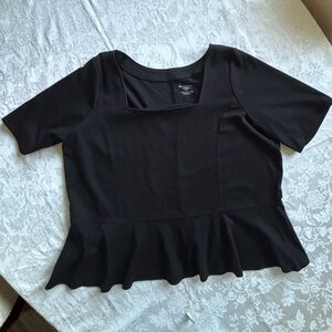 Lane Bryant Black Square-Neck Peplum Top